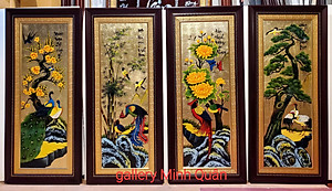 TRANH BỘ TỨ QUÝ SƠN MÀI - TÙNG CÚC TRÚC MAI ( Xuân hạ Thu Đông)