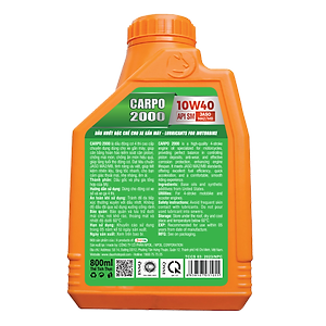 Dầu nhớt xe máy CARPO 2000 (Synthetic Oil) - API SM - JASO MA2/MB - 10W40 - 0.8L/1L (Xe số và Xe tay ga)