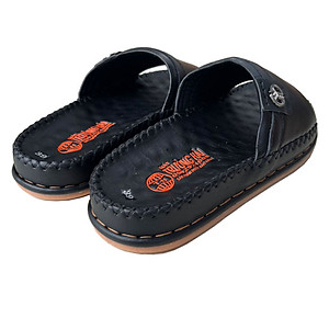 Dép nam quai ngang một bản cao 3.5cm chính hãng Trường Hải da bò thật màu đen QN178