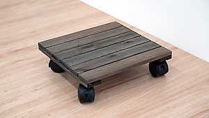 Đế Lót Chậu Cây Có Bánh Xe Thương Hiệu ANKAN, Đế Để Chậu Cây, Mặt Vuông Bằng Gỗ Tràm, Màu Đen Đường Kính 30 Cm, Tải Trọng 80kg - Hàng Xuất Khẩu