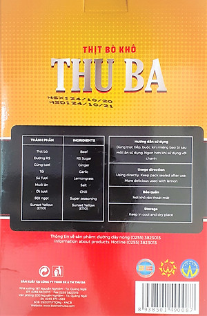 Bò khô Thu Ba 250gr dạng sợi, ăn vặt, biếu quà Tết