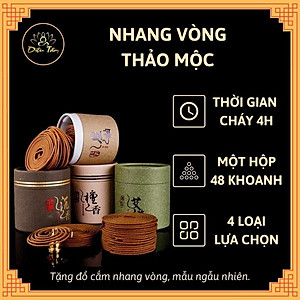 1 hộp 48 khoanh Nhang trầm vòng hương thảo mộc thơm đặc biệt - tặng cắm hương
