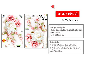 Decal dán tường Hoa mẫu đơn PEONY 3D CH2002 160 x 100 cm