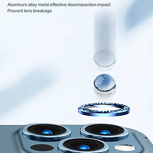 Bộ miếng dán kính cường lực Camera Diamond đính đá cho iPhone 12 Pro Max hiệu HOTCASE Kuzoom Lens Ring bảo vệ camera mang  lại khả năng chụp hình sắc nét full HD (độ cứng 9H, chống trầy) - hàng nhập khẩu
