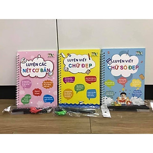 Vở tập tô, tập viết dành cho trẻ mới bắt đầu tập viết - Tặng kèm bút bay mực và cá hỗ trợ cầm bút đúng cách