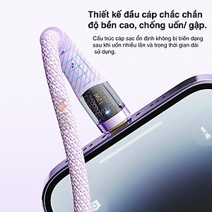 Dây sạc nhanh ip Rockspace Z21 chuẩn sạc nhanh dây dù dài 120cm siêu bền-Hàng chính hãng BH 12 tháng