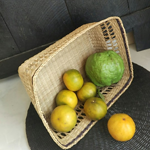 Rổ đựng đồ đa năng bằng cói đan thủ công hình chữ nhật