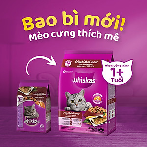 Thức Ăn Cho Mèo Whiskas Adult 1+ Years Vị Saba Nướng 1.2kg/Túi