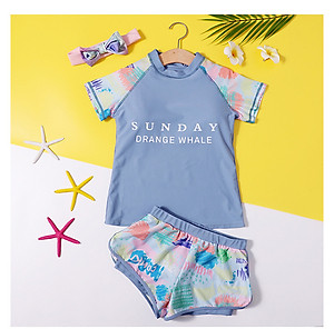 Bộ bơi bé gái lớn, dáng 2 mảnh cộc tay quần sooc đùi thể thao, màu sắc trẻ trung, áo tắm trẻ em nữ size đại từ 25 đến 60kg | BT37