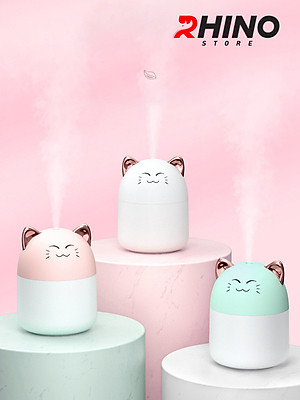 Máy phun sương tạo ẩm Rhino H903 dung tích 250ml, nhỏ gọn, không gây tiếng ồn, tích hợp đèn ngủ RGB nhiều màu - Hàng chính hãng