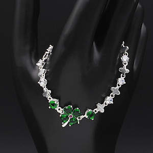 Lắc Tay Nữ Bạc Hiểu Minh LTU446G cỏ 4 lá bạc ta