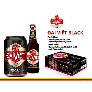 [Thùng (24) lon 330ml] Bia Black Đại Việt, Bia đen sản xuất theo luật bia tinh dòng của Bia Đức, không hóa chất, Bia việt dành cho người có gu