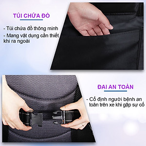 Xe lăn tay có đệm kèm bô vệ sinh, cho người già người bệnh, chấn thương gặp khó khăn trong việc đi lại S213-3+D