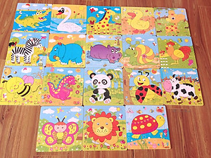  Combo 5 tranh ghép hình gỗ 9 miếng