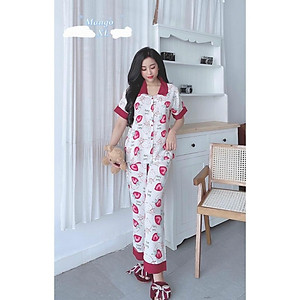 Đồ Bộ Pijama Lụa Mango Cao Cấp Tay Ngắn Quần Dài (vàng/đỏ/đen/xanh/dâu/bơ/vân) đủ size dưới 65Kg