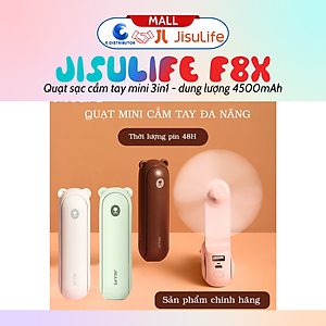 Quạt cầm tay mini JisuLife F8X 4500mAh - Tích hợp Sạc dự phòng, Đèn pin - Hàng chính hãng
