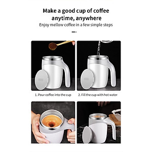 Cốc Khuấy Tự Động Pha Cafe, Sữa, Cốc Khuấy Tự Động 380ml Dùng Pin Lõi Inox 304 Không Rỉ Giữ Nhiệt Tốt - HÀNG CHÍNH HÃNG MINIIN