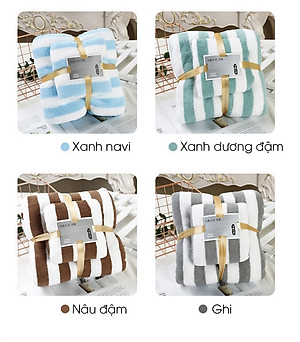 Bộ 2 khăn tắm khổ lớn microfiber KOSKO kích thước 70x140cm và 35x75cm siêu thấm hút không rụng lông