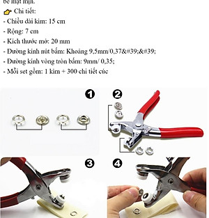 BỘ KÌM BẤM KHUY ÁO QUẦN KÈM 100 CÚC BẤM TIỆN LỢI