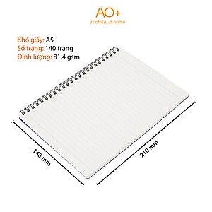 Sổ tay A5 bìa nhựa gáy lò xo 140 trang thương hiệu AO