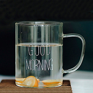 Ly Thủy Tinh Chịu Nhiệt Kèm Tay Cầm In Chữ Morning