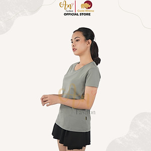 Áo Thun Nữ Cổ Tròn Màu OLIVE 100% Cotton Cao Cấp, Công Nghệ Khử Mùi Ag+, Thoáng Mát Suốt Cả Ngày - Gold Rhino