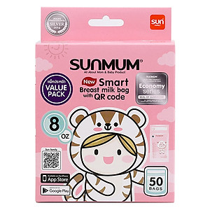 Combo 02 hộp túi trữ sữa Sunmum 250ml - mỗi hộp chưa 50 túi trữ sữa Sunmum dung tích 250ml có kiểm định y tế
