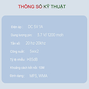 Loa Bluetooth HXSJ V6 Bản Mở Rộng Hỗ Trợ Kết Nối Bluetooth 5.0, Thẻ Nhớ, USB, Công suất 2 loa 10W Nhiều Màu Sắc - Hàng chính hãng