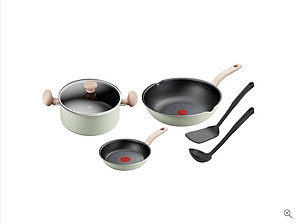 Bộ nồi chảo Tefal So Matcha - Nồi 24cm, Chảo 20cm, Chảo sâu 28cm, Xẻng, Vá