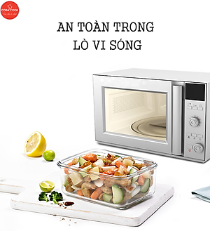 Hộp thủy tinh COBA'COOK hình chữ nhật  đựng thực phẩm chịu nhiệt dung tích 370ml- CBHL370