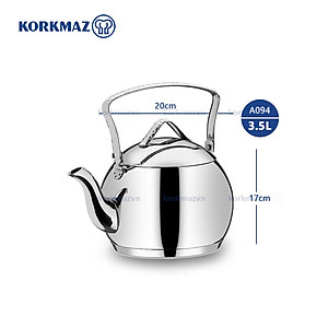 Ấm inox 18/10 Korkmaz Tombik 3.5 lít