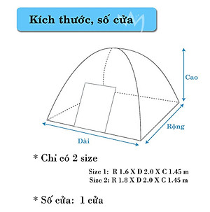Màn chụp tự bung đỉnh tù cao cấp Mộc Miên loại 1,6m x2m -1 cửa 