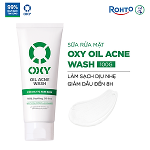 Sữa rửa mặt cho nam Oxy sạch dịu nhẹ, kiềm dầu dạng kem Oxy Oil Acne Wash 100g