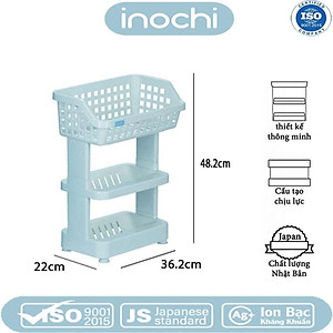 Kệ Nhà Bếp Để Đồ Đa Năng, Kệ Nhựa Cao Cấp 3 Tầng Nachi Đạt Tiêu Chẩu Xuất Nhật ,Châu Âu- Hàng chính hãng inochi ( Tặng khăn lau đa năng pakasa)