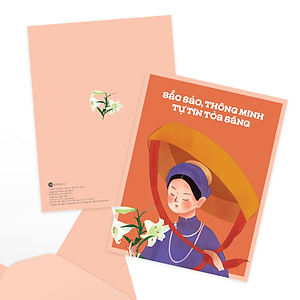 Thiệp mừng phụ nữ 8/3, 20/10, SDstationery Sắc Sảo Thông Minh, cô gái Bắc bộ, chữ nhật 14 x 10,8 cm