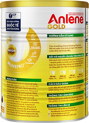 Sữa Bột Anlene Gold Hương Vanilla (Hộp Thiếc 400g)