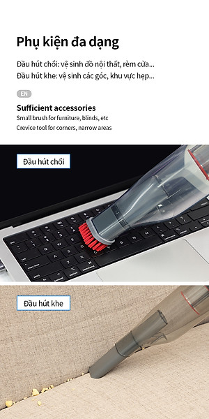 Máy hút bụi cầm tay mini Locknlock ENV136WHT Mini vacuum cleaner - 14V, 500mA, 75W - Dung tích 0.5L- Hàng chính hãng