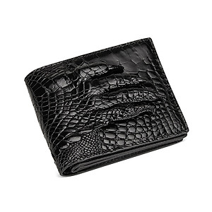 {DA CÁ SẤU THẬT} Bóp Da Cá Sấu 2 Mặt Bàn Tay Cá Sấu Màu Đen - Ví Nam Da Cá Sấu 2 Mặt Có Khoá Kéo Cao Cấp Dáng Ngang Thời Trang