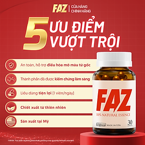 [Hộp 30v] Viên Uống FAZ Ecogreen Hỗ Trợ Giảm Mỡ Máu, Điều Hòa Tim Mạch, Nhập Khẩu Mỹ