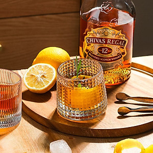 Bộ 6 Cốc Thuỷ Tinh, Ly Thuỷ Tinh Đế Lồi Xoay 360 Độ Cao Cấp Nhiều Họa Tiết Sang Trọng