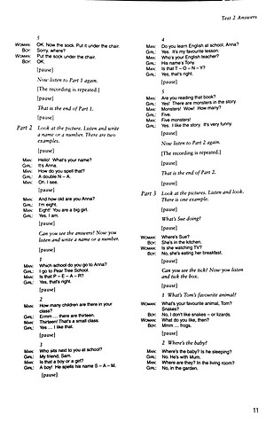 Cambridge Young Learners English Tests Second edition Starters 3 Answer Booklet