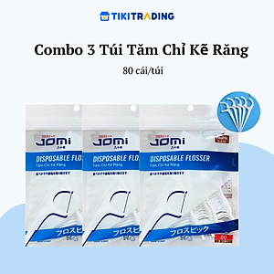 Combo 3 Túi Tăm Chỉ Kẽ Răng Chất Lượng Nhật Bản Jomi Disposable Flosser (80 chiếc/túi)