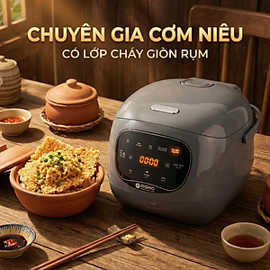 Nồi Cơm Điện Sứ Dưỡng Sinh Mishio MK365 lòng sứ nguyên chất 0.8L không chứa chất chống dính - Hàng chính hãng