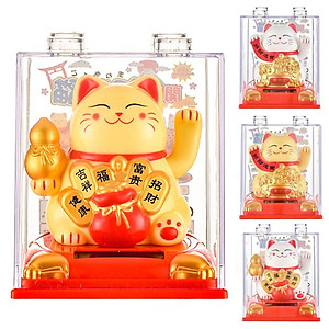 Mèo Thần Tài Ôm Hũ Vàng, Túi Vàng Vẫy Tay Dùng Pin Năng Lượng Mặt Trời - HENRYSA
