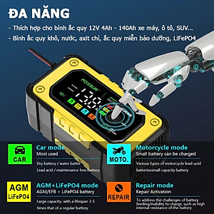 Sạc Ắc Quy Thông Minh Foxsur 12V/7A Chính Hãng: Hiệu Quả với Khả Năng Khử Sunfat và Tự Ngắt khi Đầy