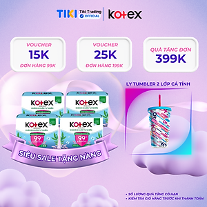 Combo 4 Băng Vệ Sinh Kotex Hằng Ngày Kháng Khuẩn Hương Tự Nhiên - Gói 20 miếng
