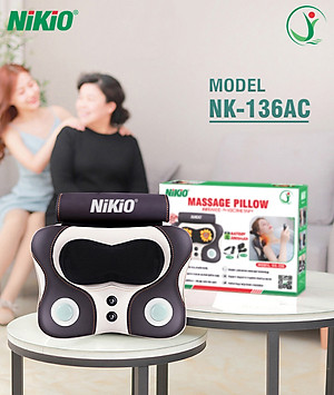 Máy (Gối) Massage Đấm Bóp Cổ Vai Gáy Nikio NK-136AC/DC - Con Lăn 3D Xoa Bóp Chuyên Sâu Kết Hợp Hồng Ngoại Trị Liệu Đau Mỏi Cổ, Hỗ Trợ Mát Xa Lưng
