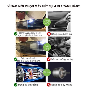 Máy hút bụi kèm máy bơm lốp ô tô máy bơm lốp ô tô 12V có đèn pin
