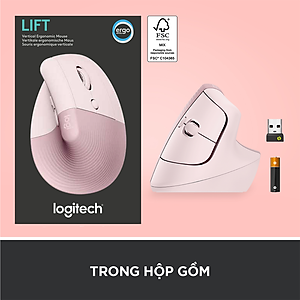 Chuột công thái học không dây Logitech Lift Vertical - Bluetooth|USB Logi Bolt, Silent giảm ồn, 4 nút tùy chỉnh, tương thích với Windows/macOS/iPad/PC - Hàng chính hãng