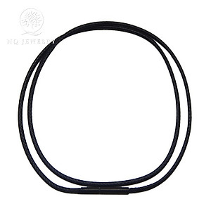 Dây da dây chuyền đeo cổ khóa inox đen cao cấp -  Ngọc Quý Gemstones